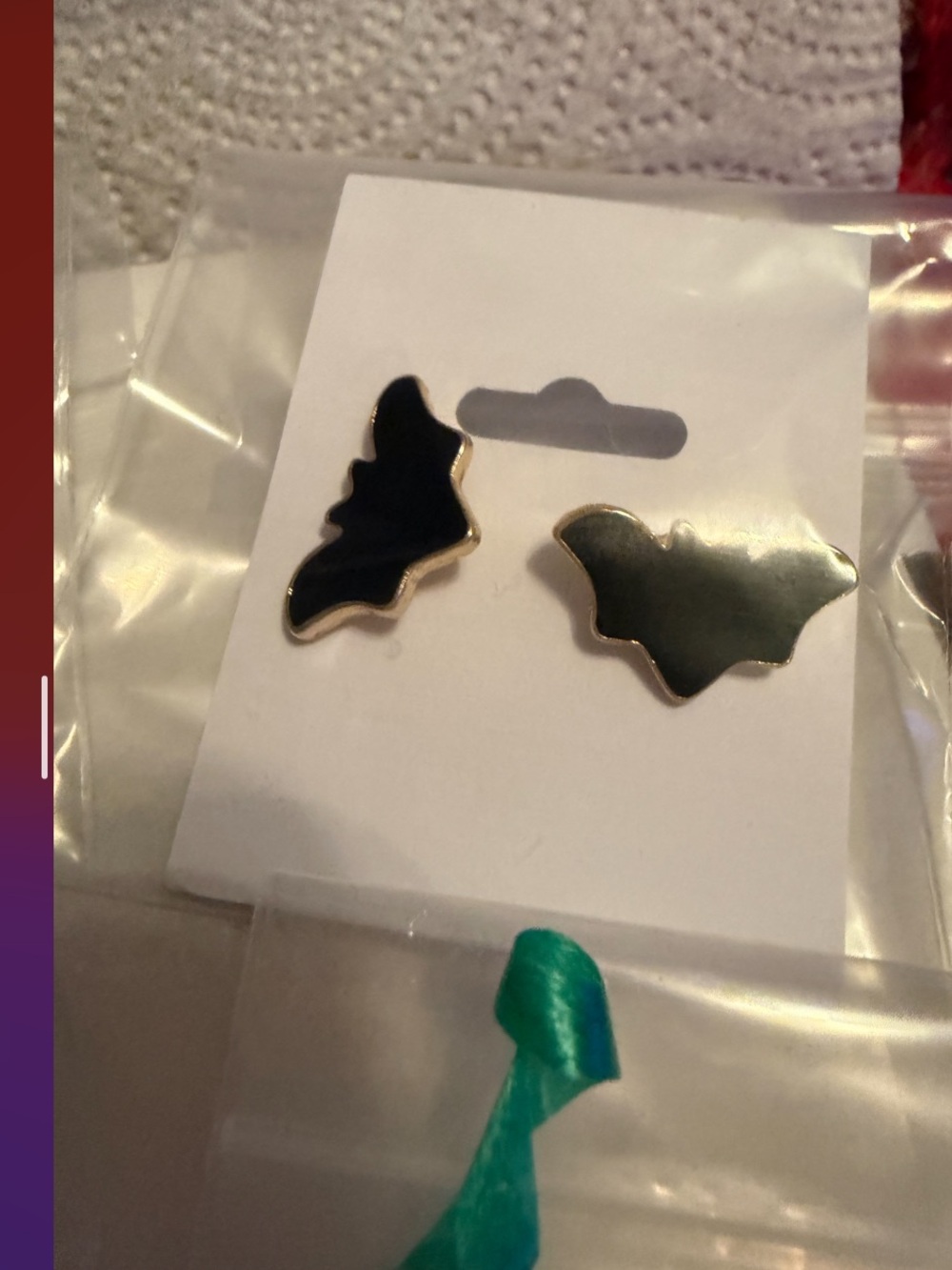 Hot Topic Black and Gold Bat Enamel Stud Earrings